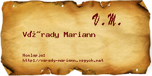 Várady Mariann névjegykártya
