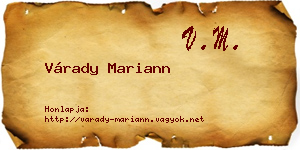 Várady Mariann névjegykártya